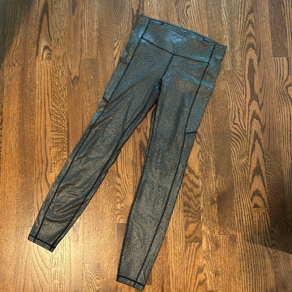 Lululemon shiny silver leggings